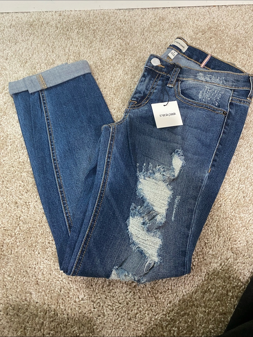 Sneak Peek Women's Skinny Distressed Jeans - Blue
